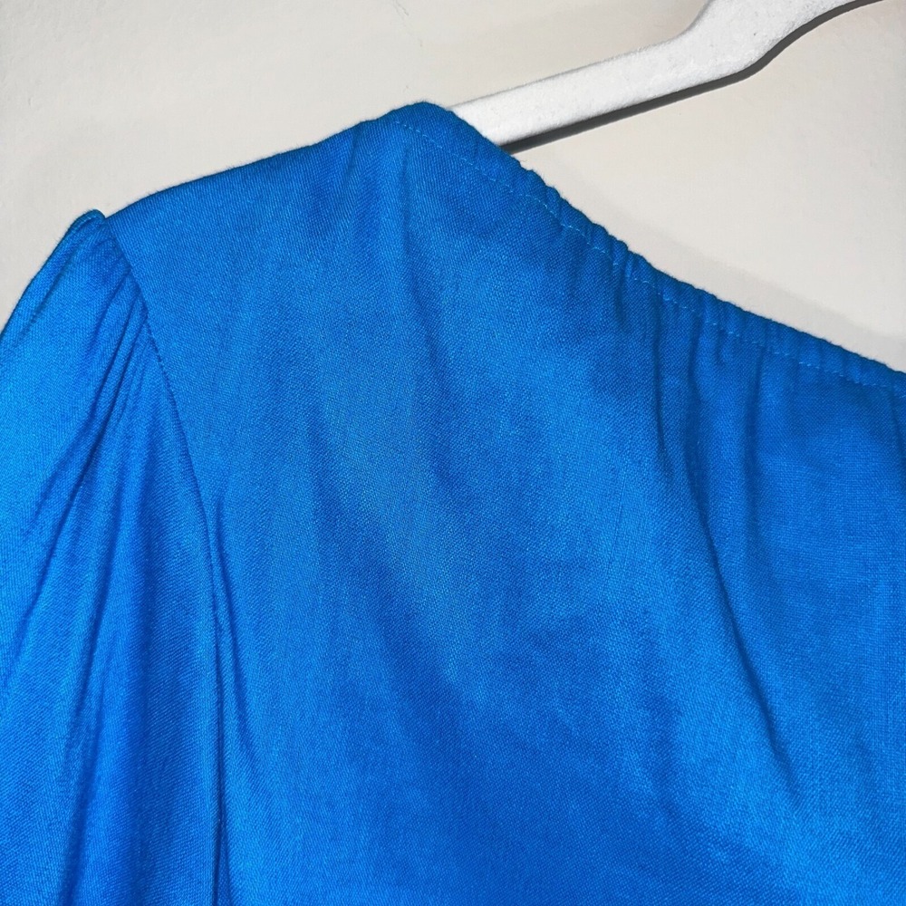 NWT Gianni Bini Linen Blouse Woven Camilla Long Sleeve Pullover Blue Size Large - Picture 10 of 14